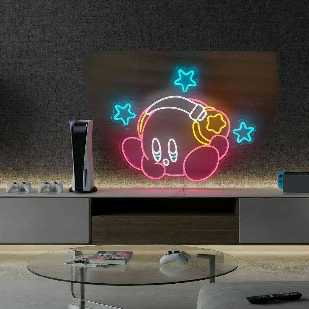 Kirby Neon Sign Anime Neon Sign Gaming Room Decor Sign - VN03 - Customneonstudio