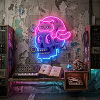 Cat And Skull LED Neon Sign Light Pop Art