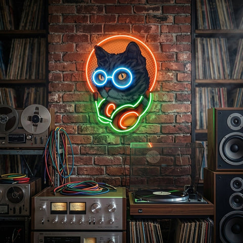 Cat Headphone LED Neon Sign Light Pop Art
