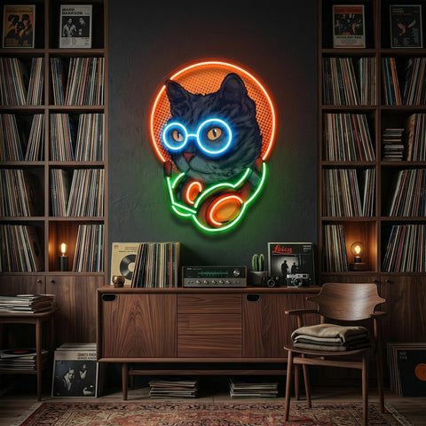 Cat Headphone LED Neon Sign Light Pop Art