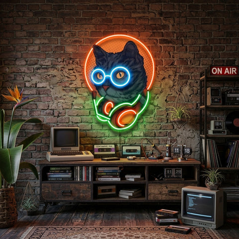 Cat Headphone LED Neon Sign Light Pop Art
