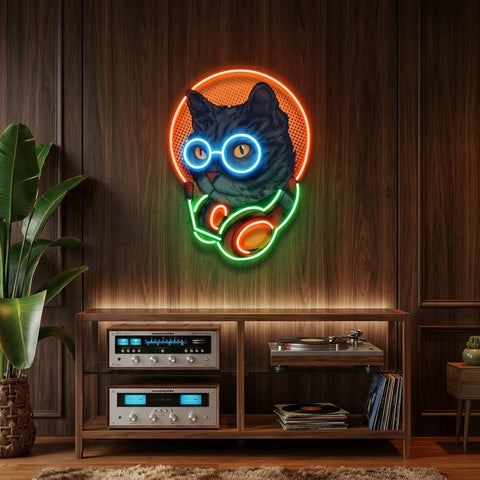 Cat Headphone LED Neon Sign Light Pop Art