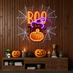 Cat Pumpkin Halloween Artwork Led Neon Sign Light