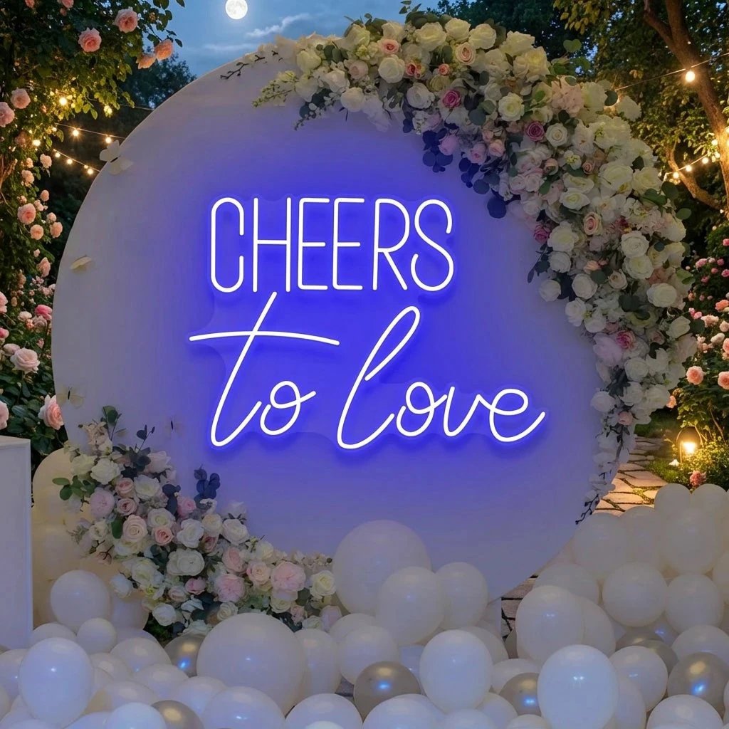 Cheers To Love Led Neon Sign Light, Wedding Neon Sign For Reception