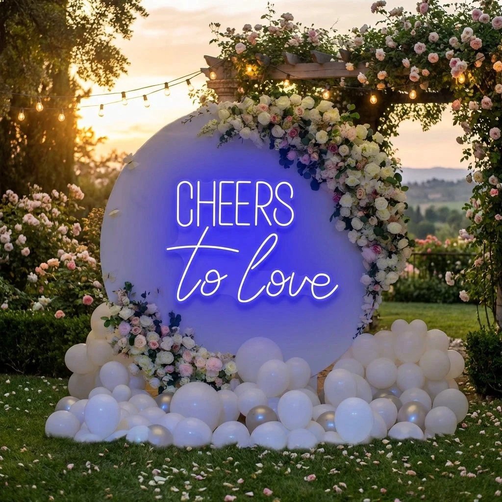 Cheers To Love Led Neon Sign Light, Wedding Neon Sign For Reception