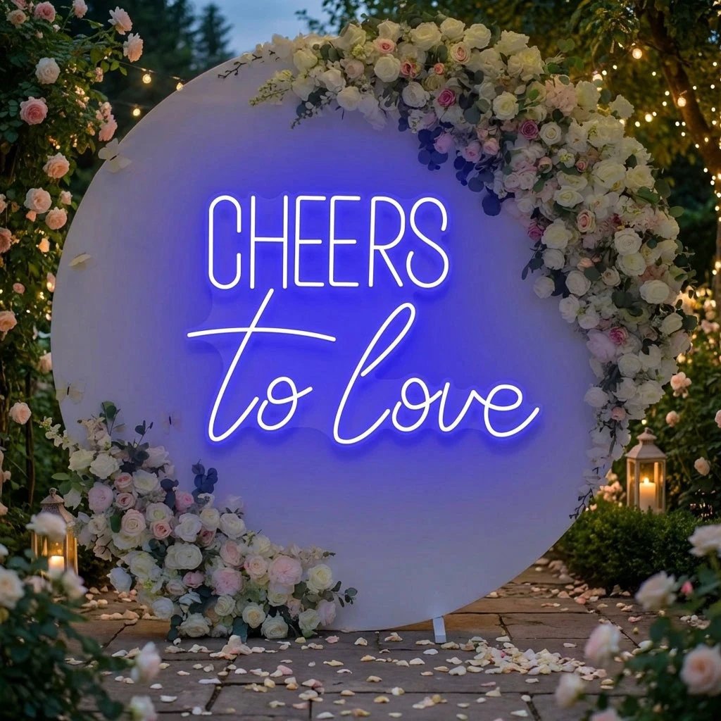 Cheers To Love Led Neon Sign Light, Wedding Neon Sign For Reception