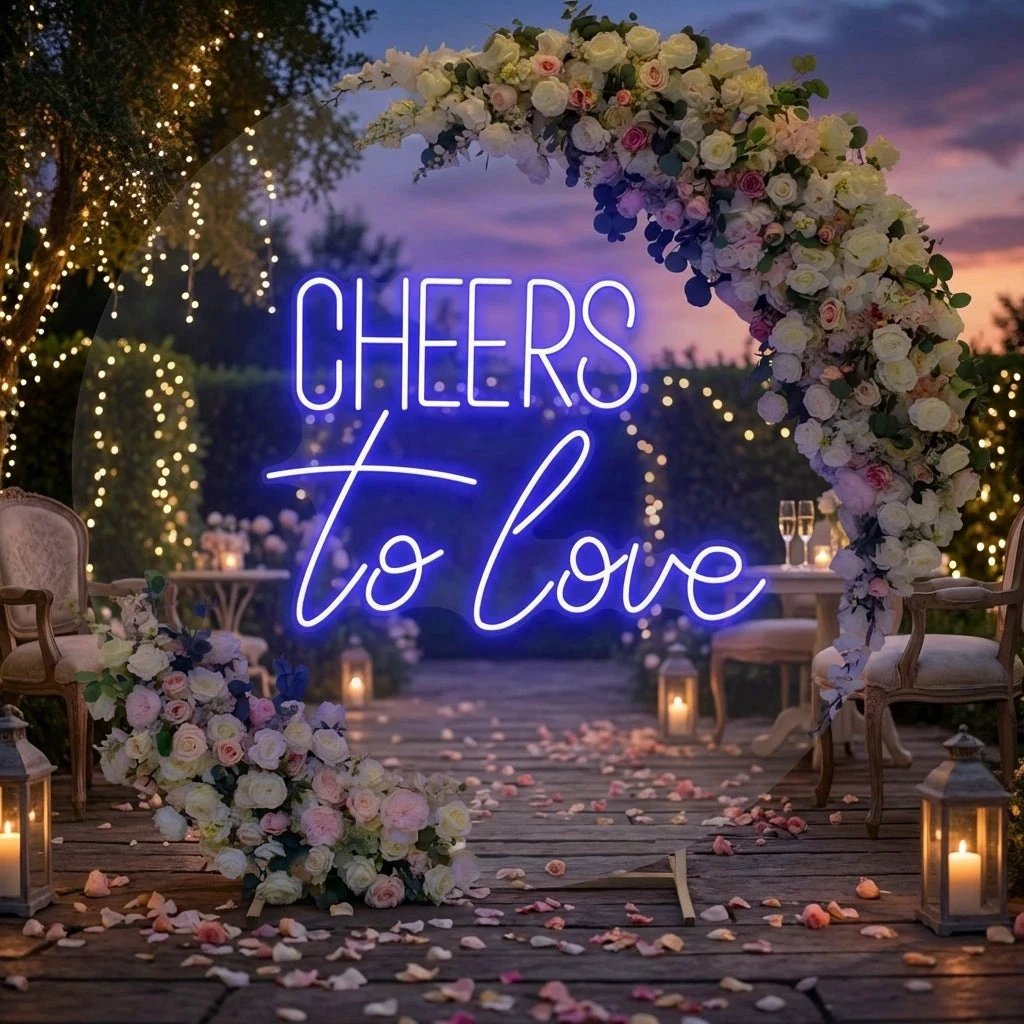 Cheers To Love Led Neon Sign Light, Wedding Neon Sign For Reception