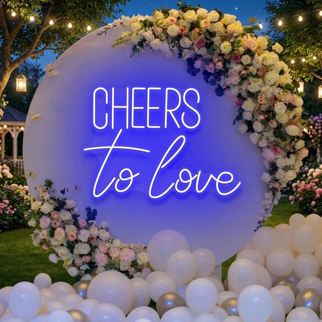 Cheers To Love Led Neon Sign Light, Wedding Neon Sign For Reception
