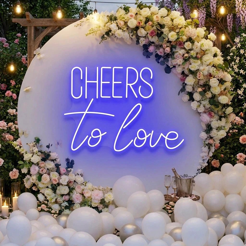 Cheers To Love Led Neon Sign Light, Wedding Neon Sign For Reception