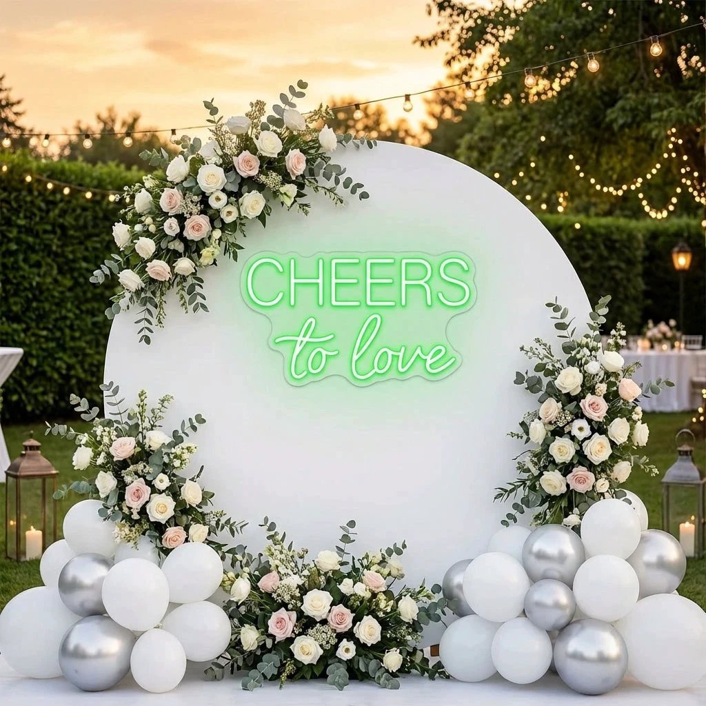 Cheers To Love Led Neon Sign Light, Wedding Neon Sign For Reception