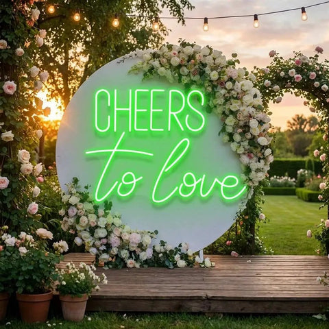 Cheers To Love Led Neon Sign Light, Wedding Neon Sign For Reception