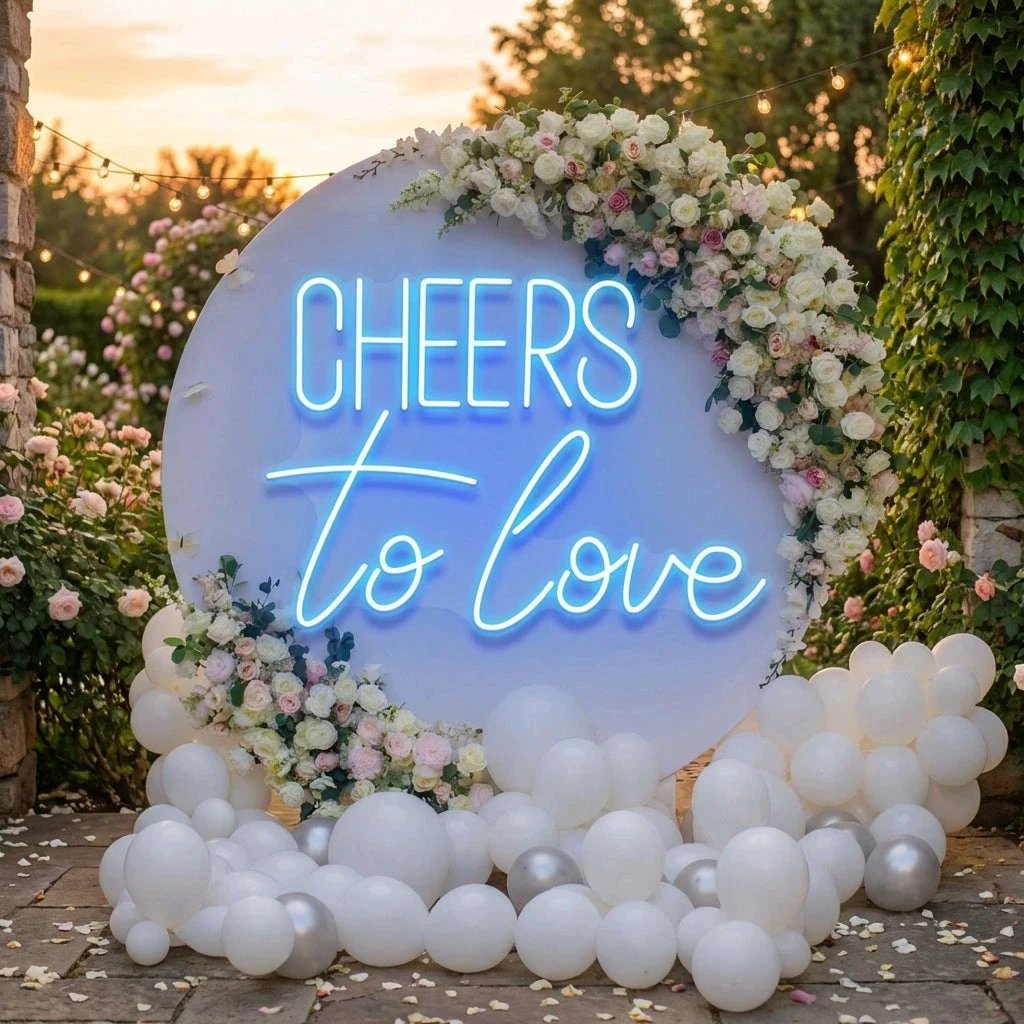 Cheers To Love Led Neon Sign Light, Wedding Neon Sign For Reception