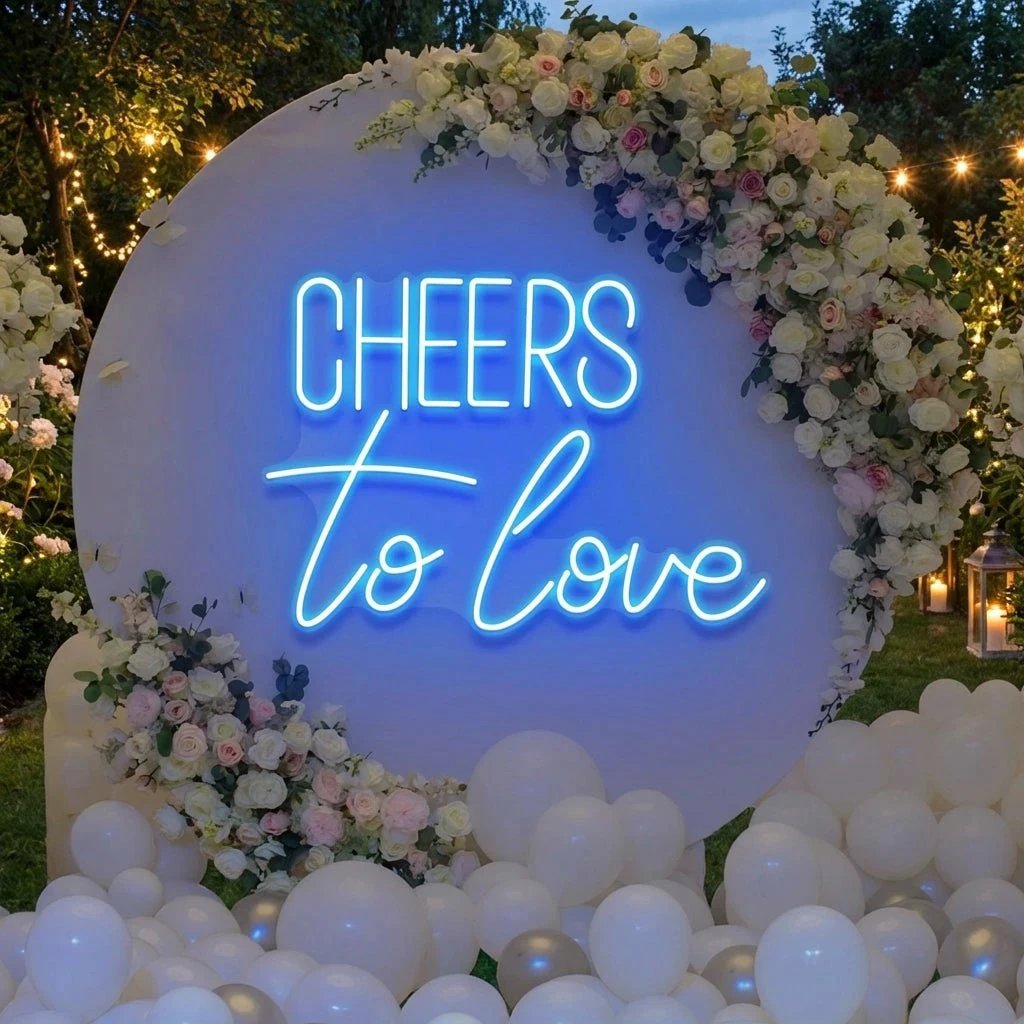 Cheers To Love Led Neon Sign Light, Wedding Neon Sign For Reception