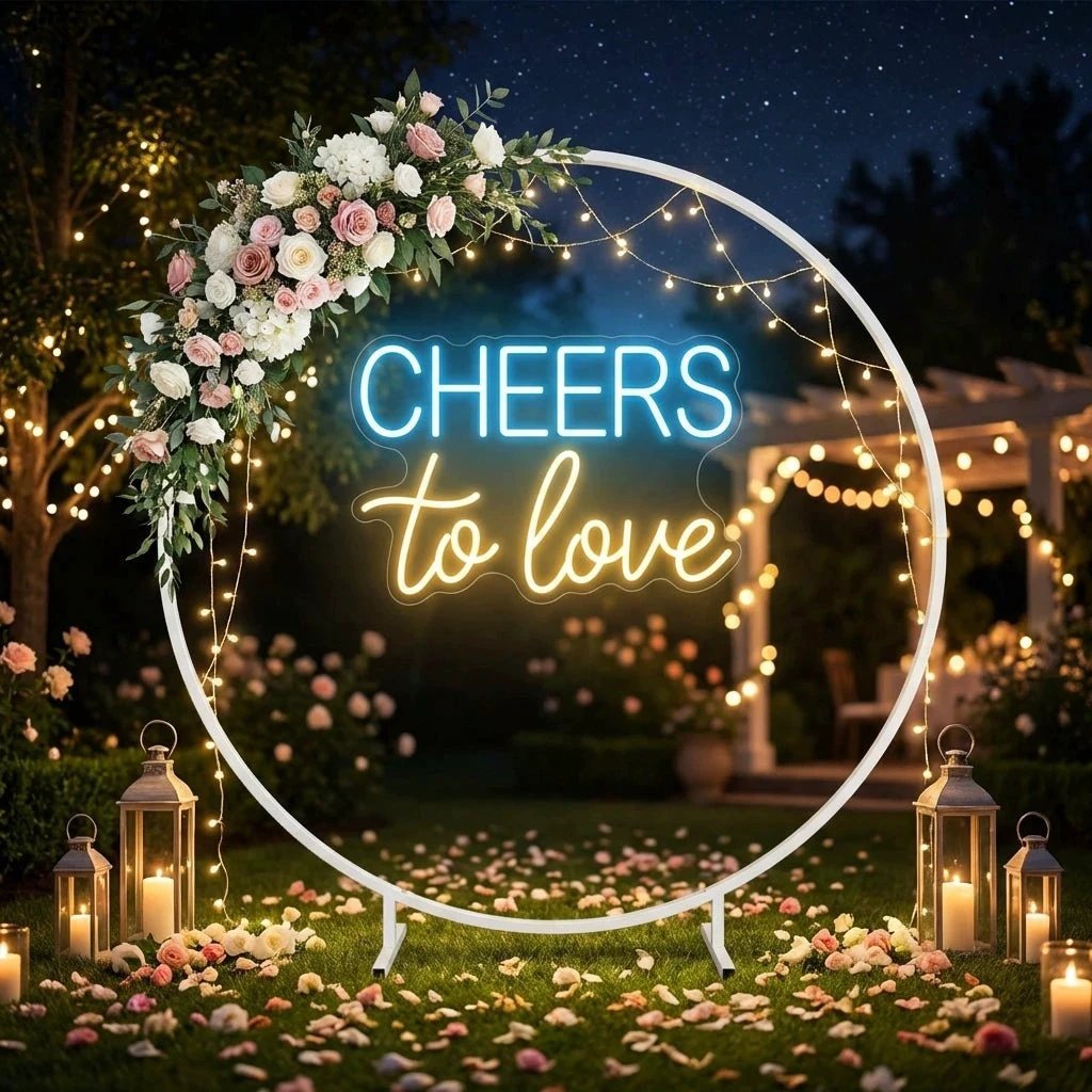 Cheers To Love Led Neon Sign Light, Wedding Neon Sign For Reception