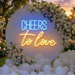 Cheers To Love Led Neon Sign Light, Wedding Neon Sign For Reception