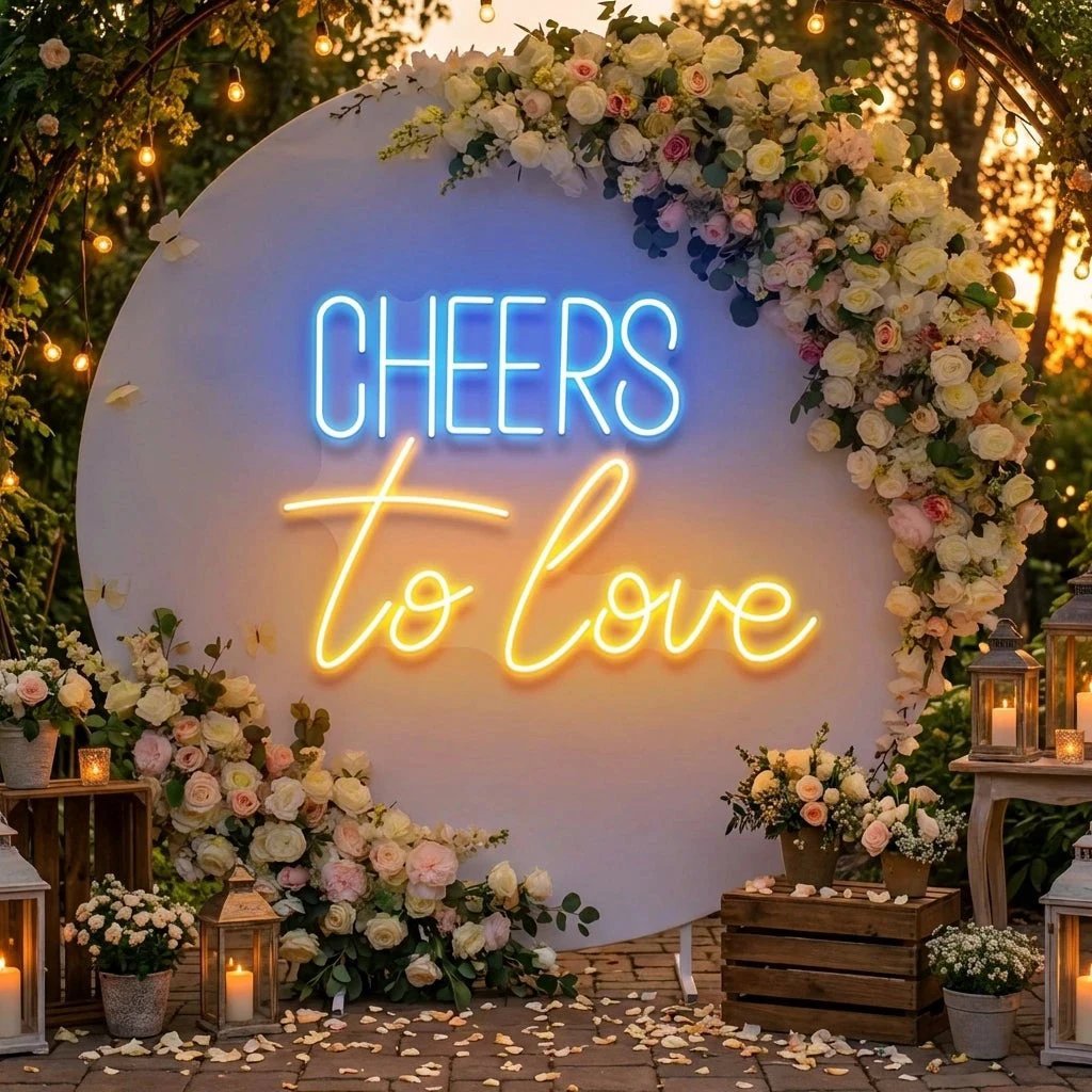 Cheers To Love Led Neon Sign Light, Wedding Neon Sign For Reception