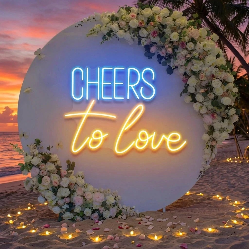 Cheers To Love Led Neon Sign Light, Wedding Neon Sign For Reception