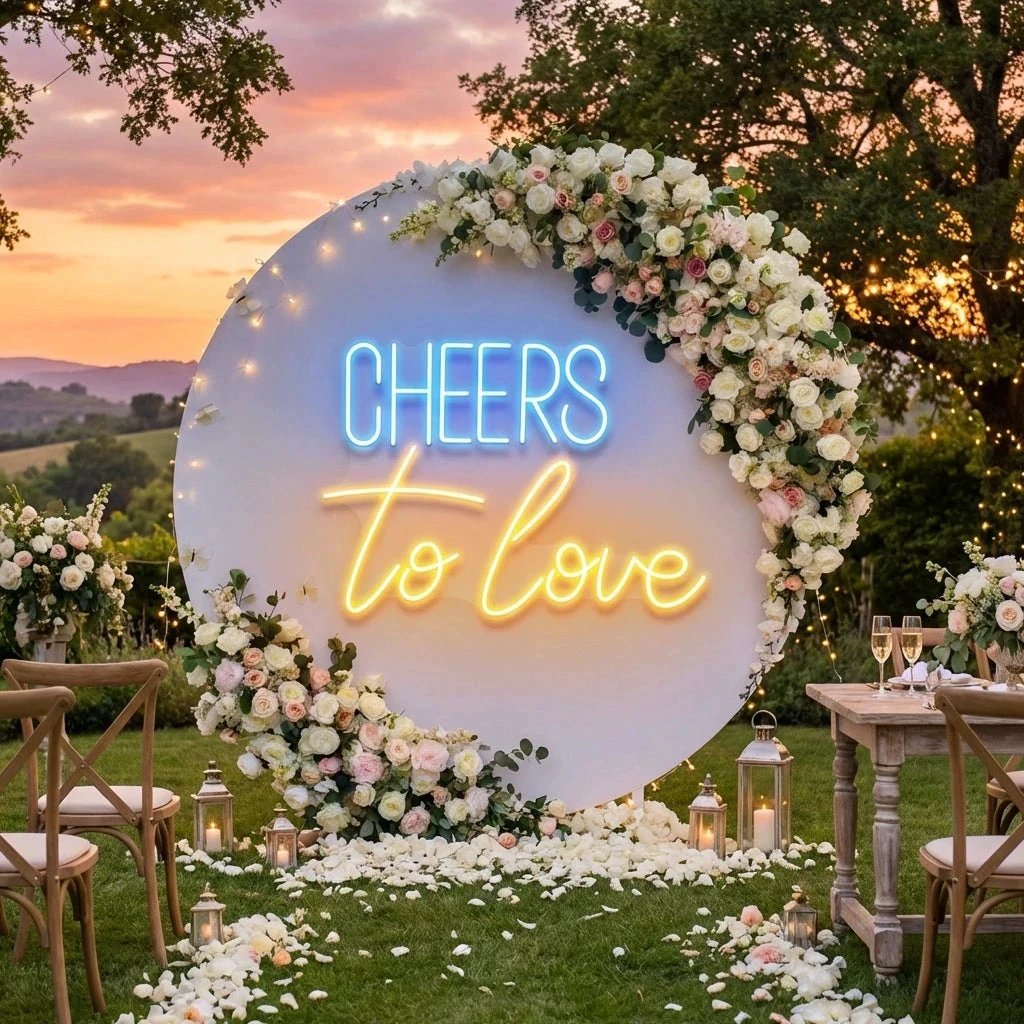 Cheers To Love Led Neon Sign Light, Wedding Neon Sign For Reception