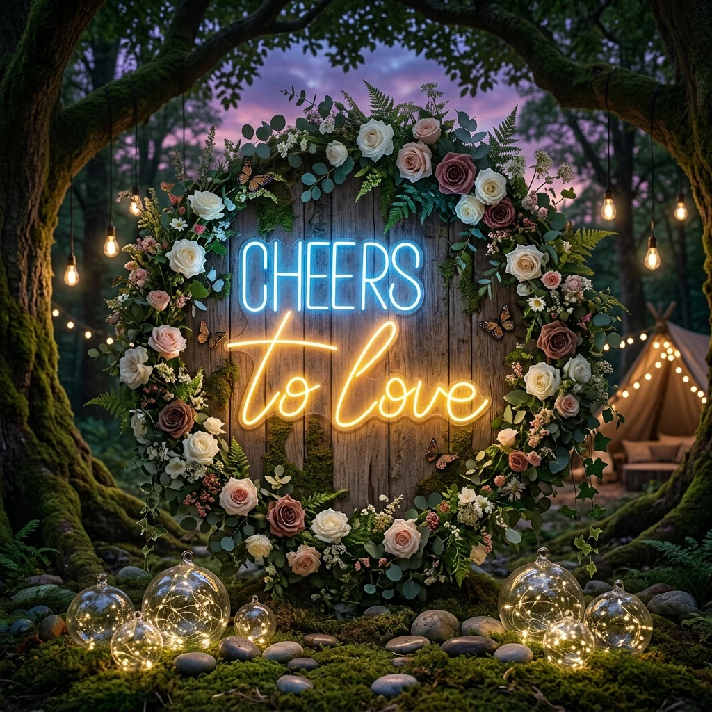 Cheers To Love Led Neon Sign Light, Wedding Neon Sign For Reception