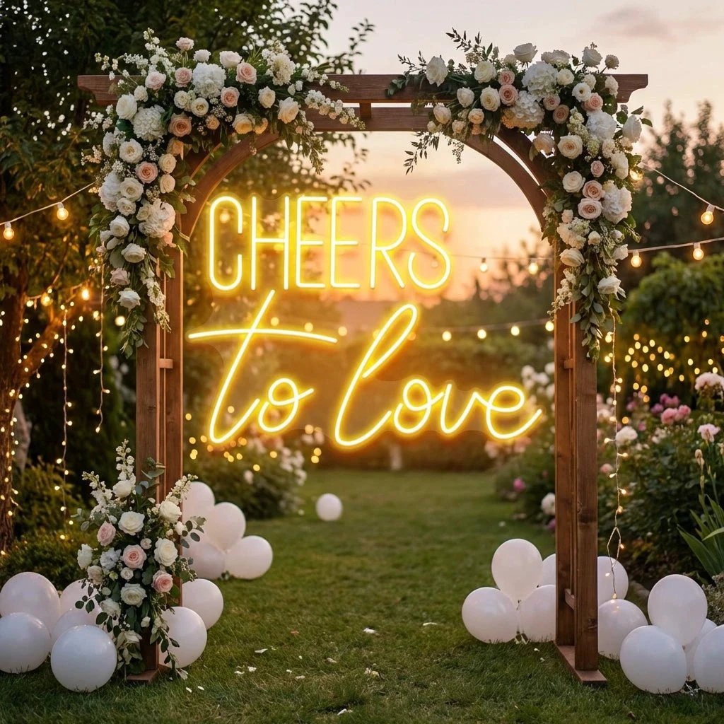 Cheers To Love Led Neon Sign Light, Wedding Neon Sign For Reception
