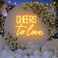 Cheers To Love Led Neon Sign Light, Wedding Neon Sign For Reception