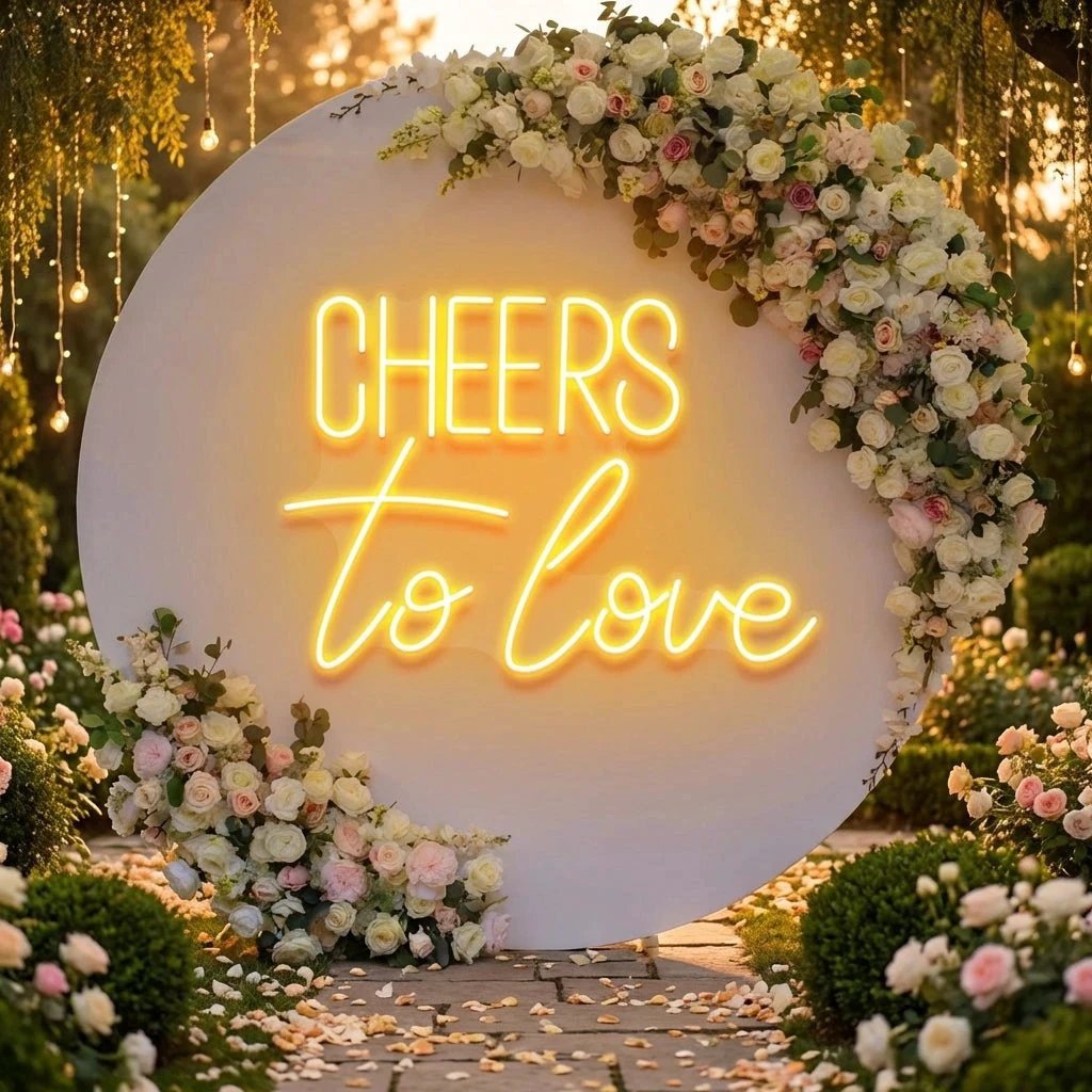 Cheers To Love Led Neon Sign Light, Wedding Neon Sign For Reception