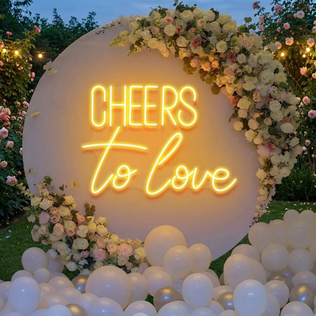Cheers To Love Led Neon Sign Light, Wedding Neon Sign For Reception