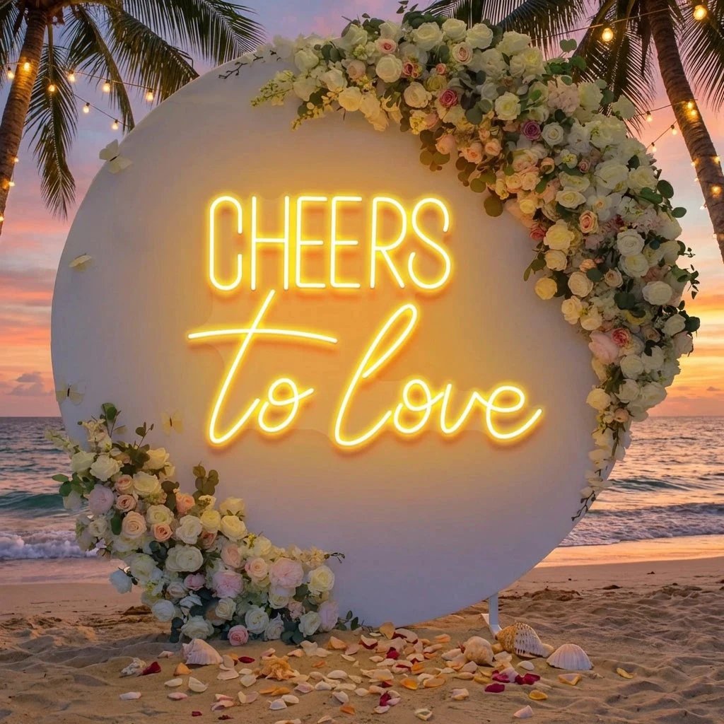 Cheers To Love Led Neon Sign Light, Wedding Neon Sign For Reception