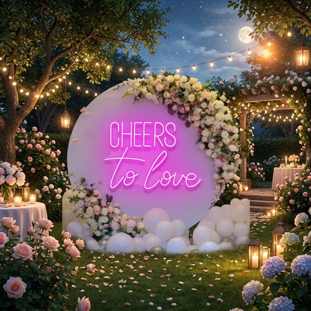 Cheers To Love Led Neon Sign Light, Wedding Neon Sign For Reception