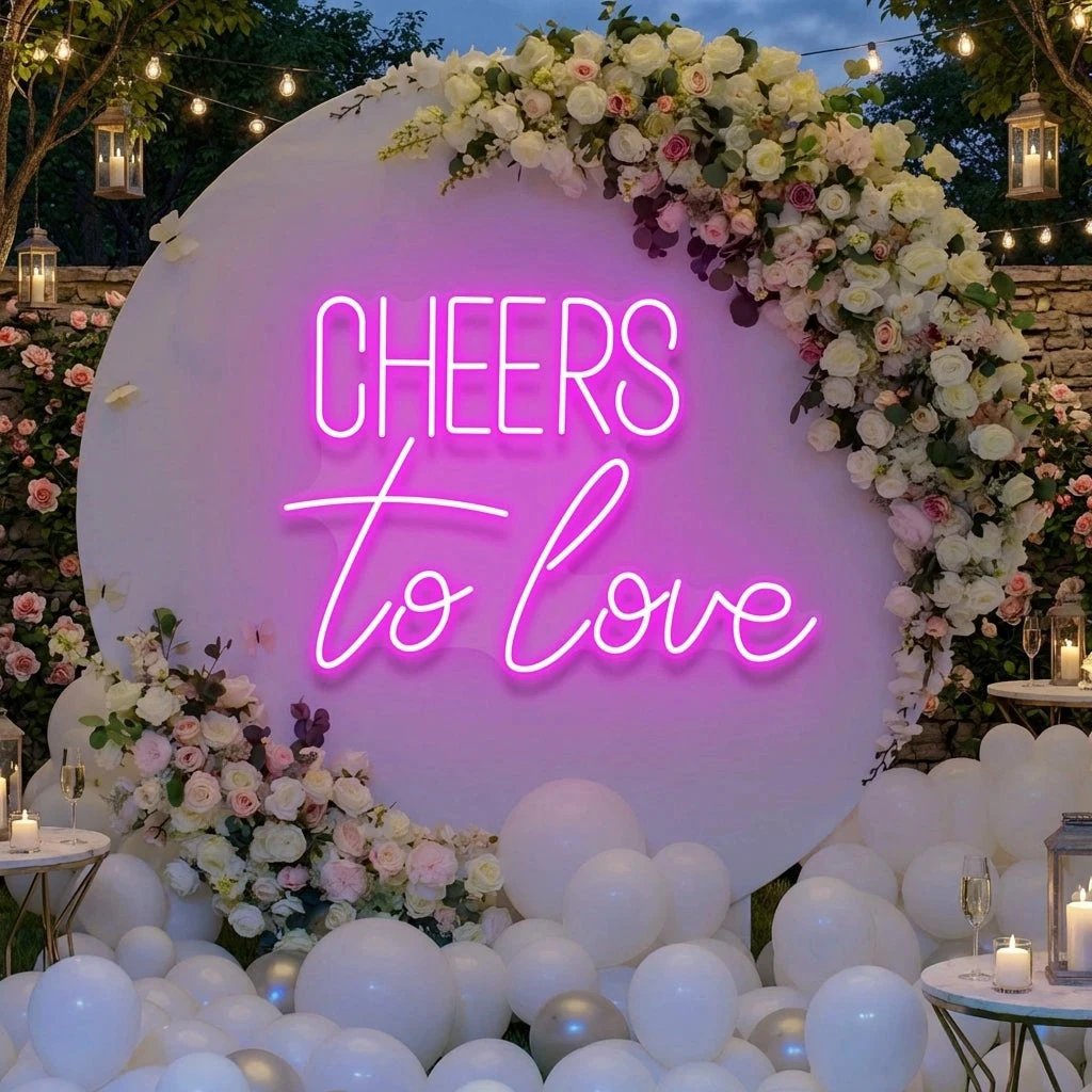 Cheers To Love Led Neon Sign Light, Wedding Neon Sign For Reception