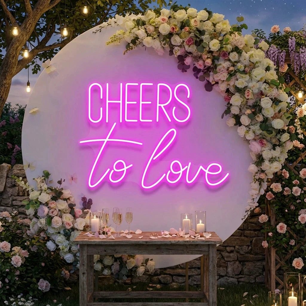 Cheers To Love Led Neon Sign Light, Wedding Neon Sign For Reception