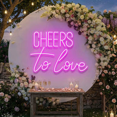Cheers To Love Led Neon Sign Light, Wedding Neon Sign For Reception