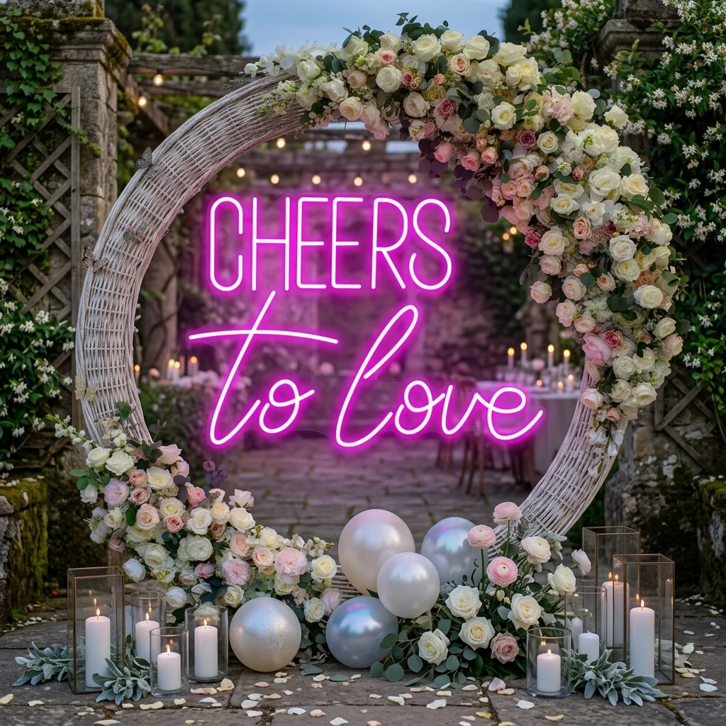 Cheers To Love Led Neon Sign Light, Wedding Neon Sign For Reception
