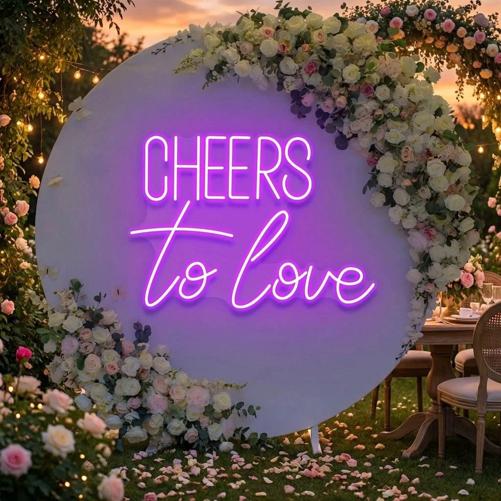 Cheers To Love Led Neon Sign Light, Wedding Neon Sign For Reception
