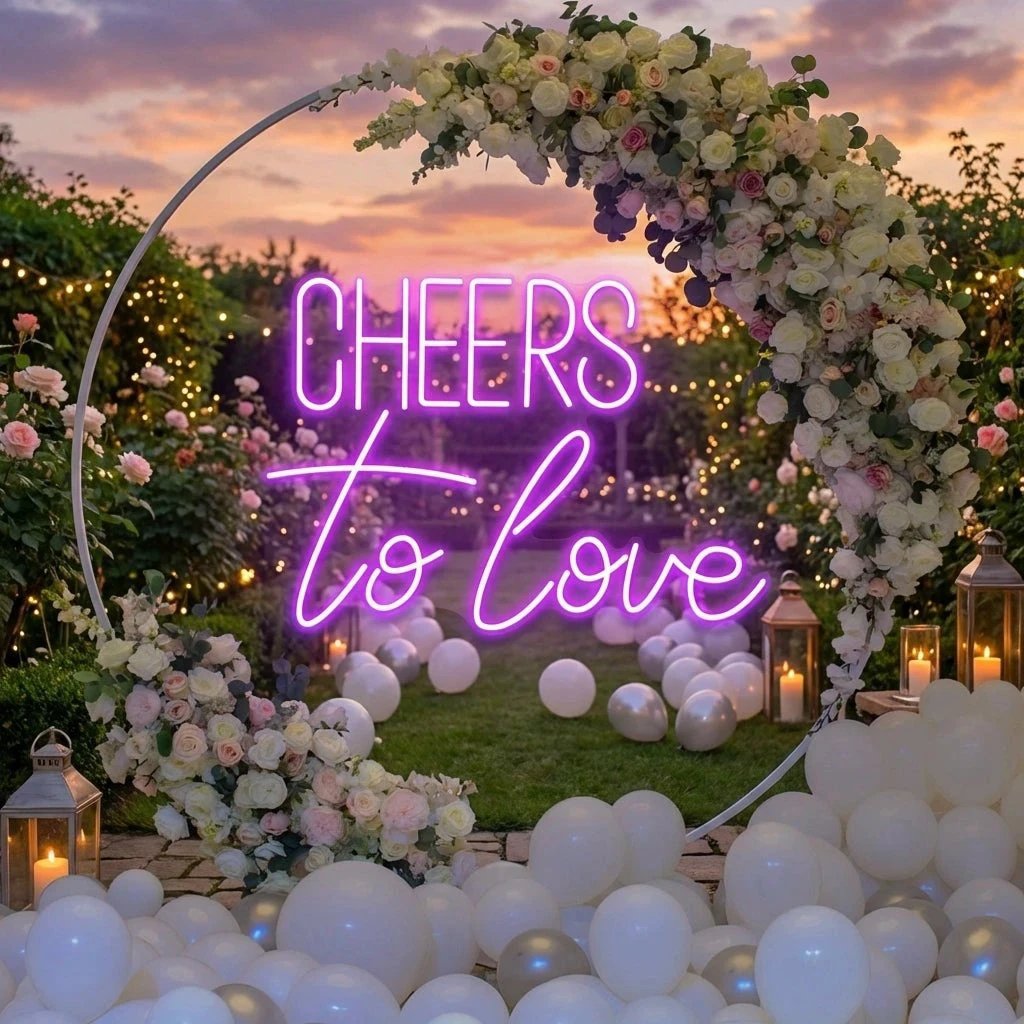 Cheers To Love Led Neon Sign Light, Wedding Neon Sign For Reception