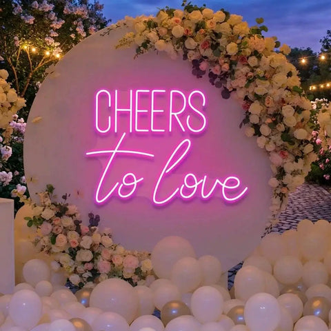 Cheers To Love Led Neon Sign Light, Wedding Neon Sign For Reception