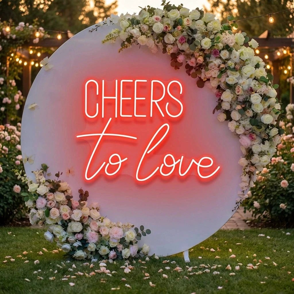 Cheers To Love Led Neon Sign Light, Wedding Neon Sign For Reception