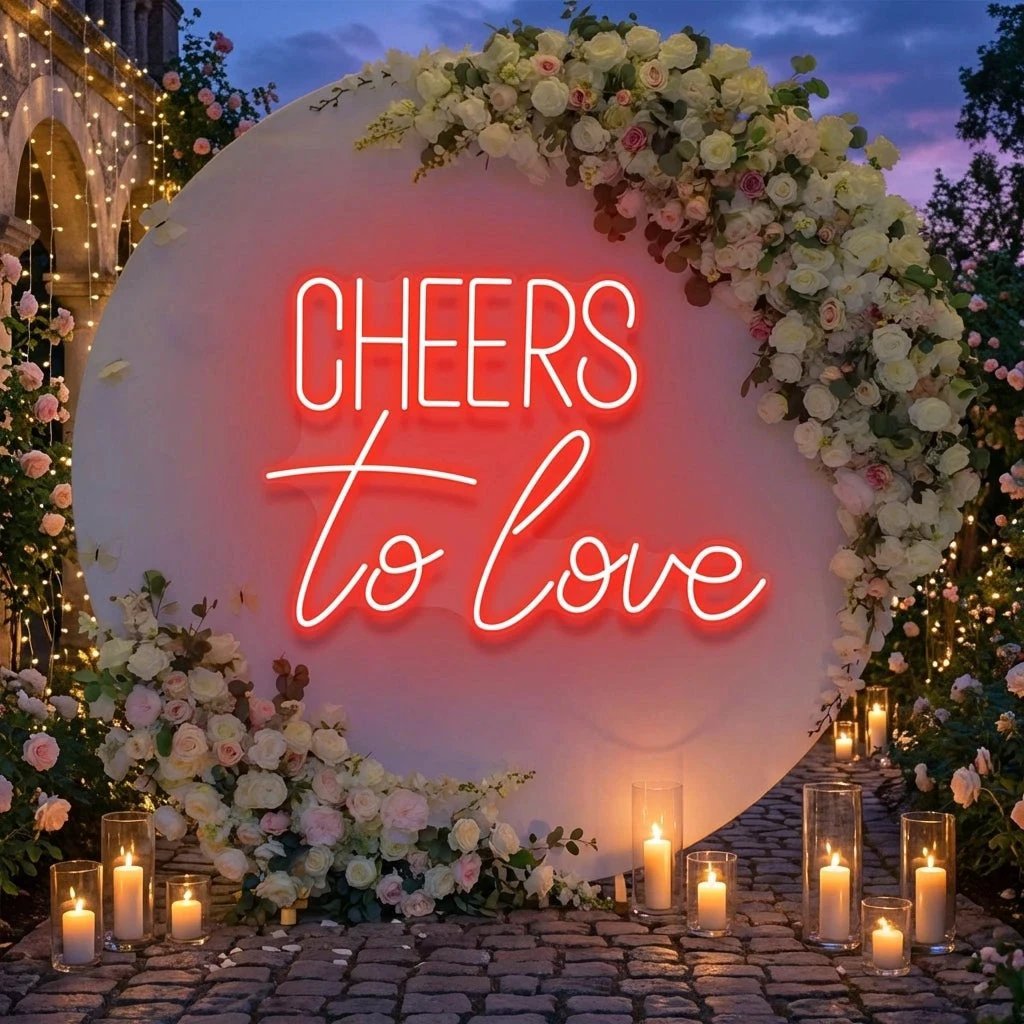 Cheers To Love Led Neon Sign Light, Wedding Neon Sign For Reception