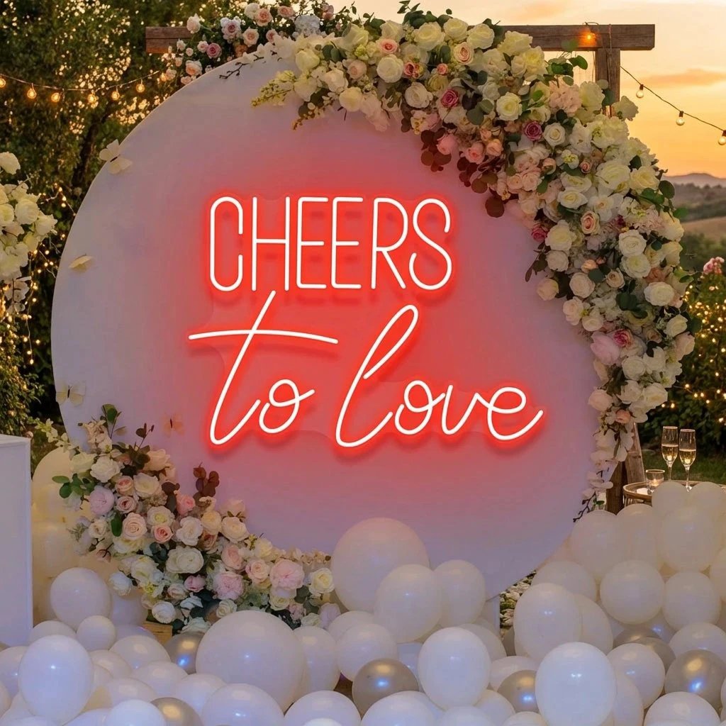 Cheers To Love Led Neon Sign Light, Wedding Neon Sign For Reception