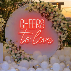 Cheers To Love Led Neon Sign Light, Wedding Neon Sign For Reception