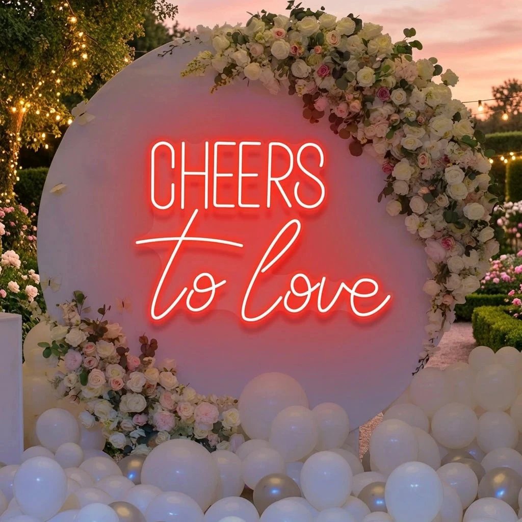 Cheers To Love Led Neon Sign Light, Wedding Neon Sign For Reception