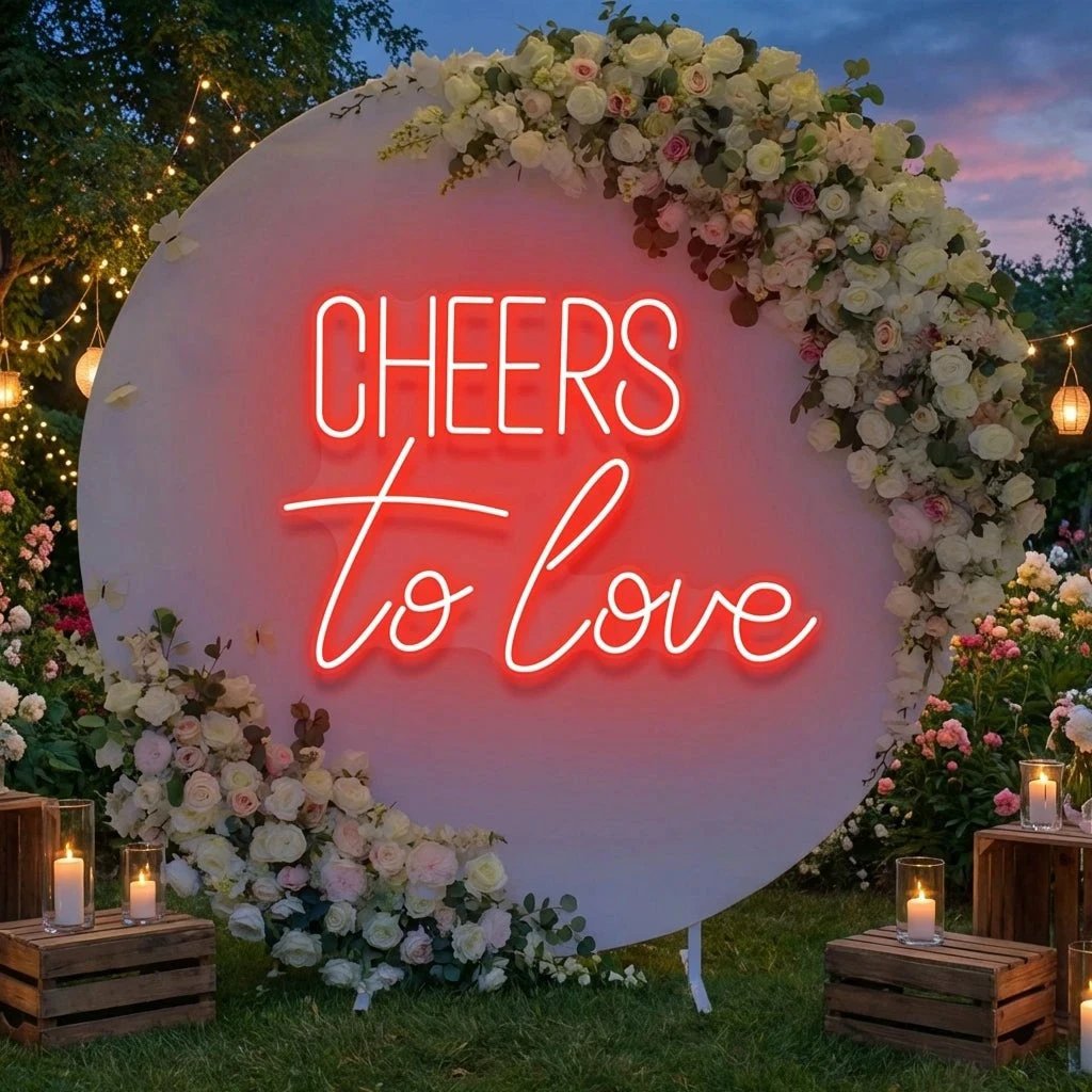 Cheers To Love Led Neon Sign Light, Wedding Neon Sign For Reception