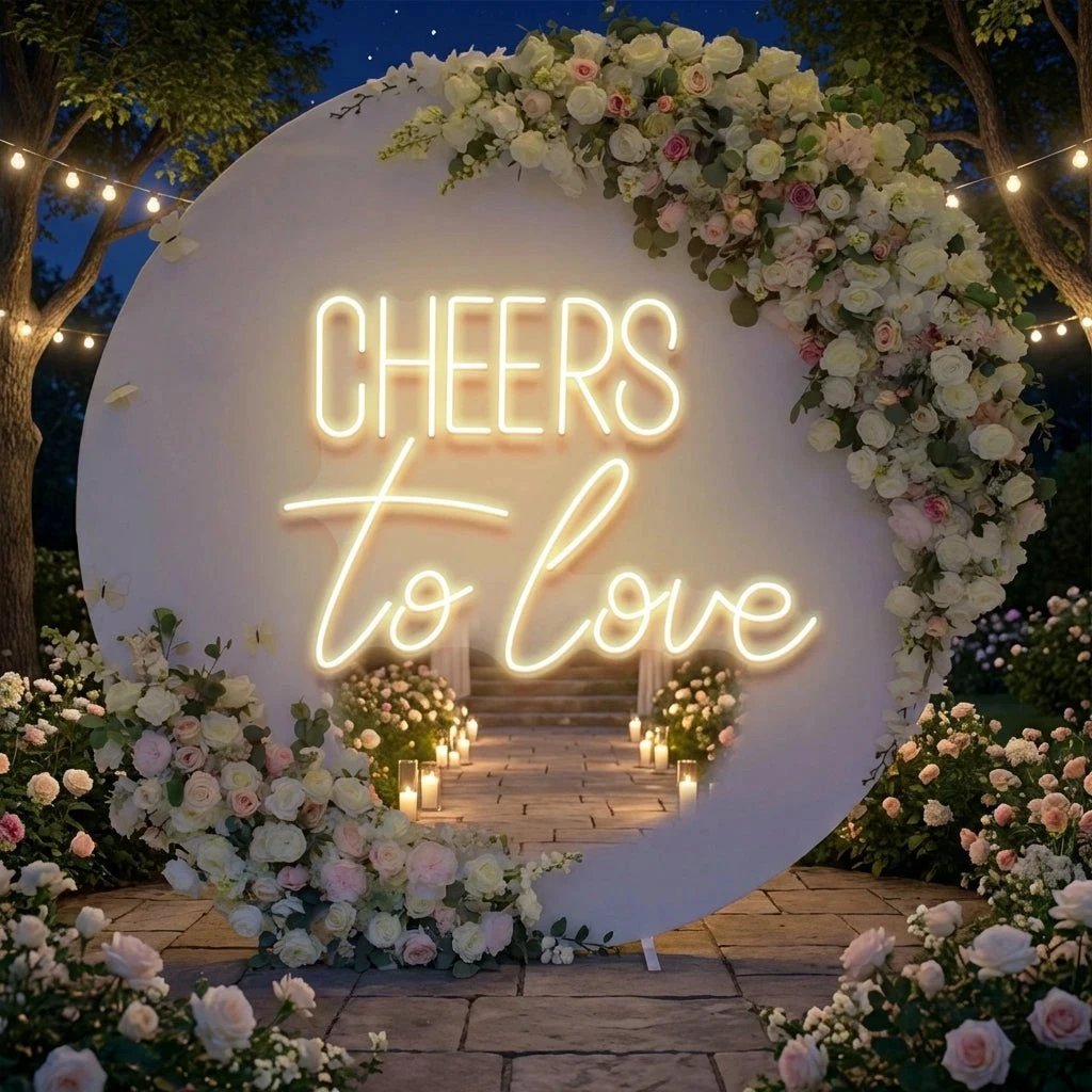 Cheers To Love Led Neon Sign Light, Wedding Neon Sign For Reception