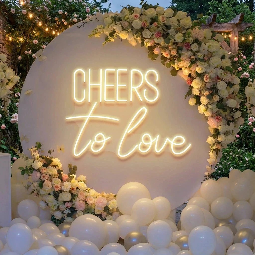 Cheers To Love Led Neon Sign Light, Wedding Neon Sign For Reception