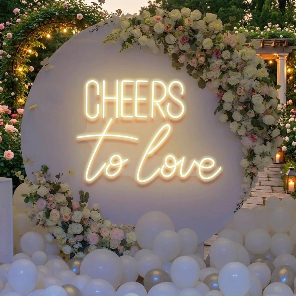 Cheers To Love Led Neon Sign Light, Wedding Neon Sign For Reception