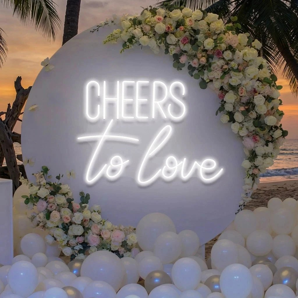 Cheers To Love Led Neon Sign Light, Wedding Neon Sign For Reception