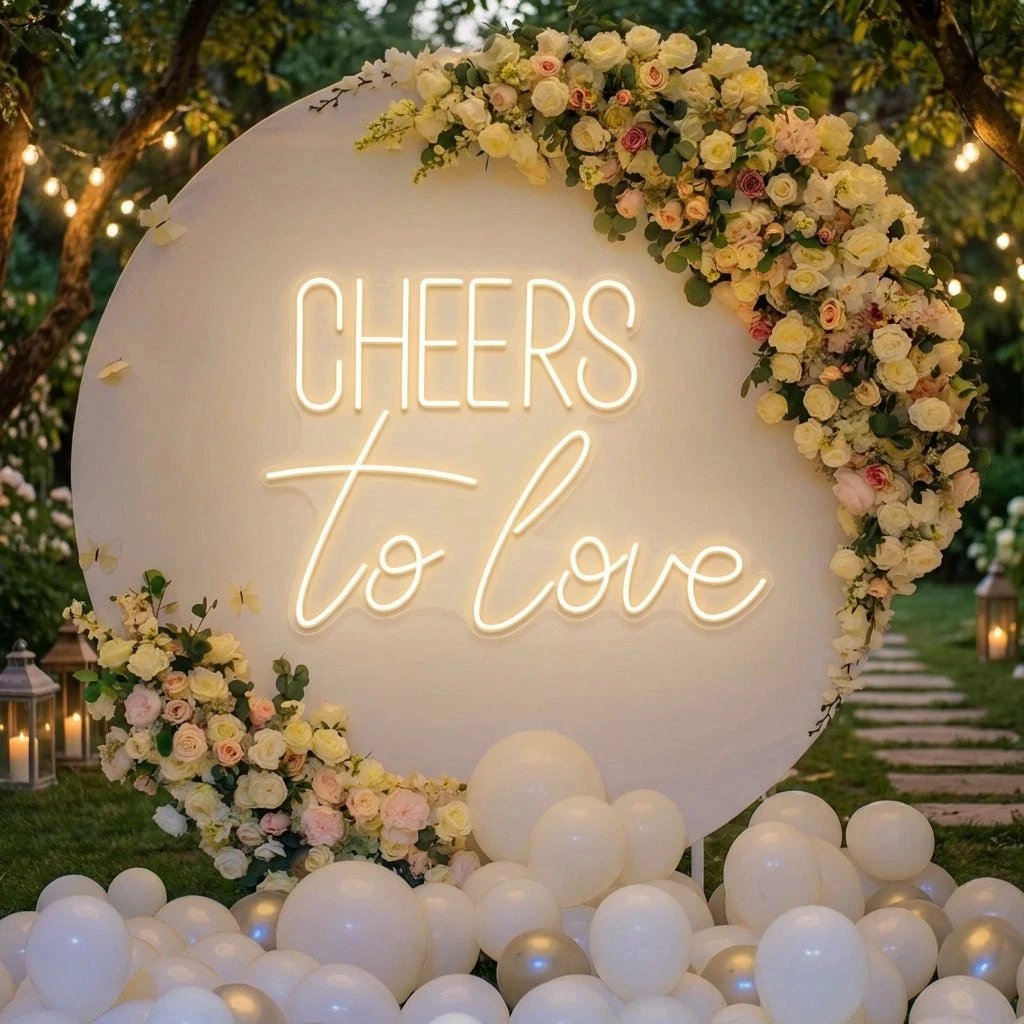 Cheers To Love Led Neon Sign Light, Wedding Neon Sign For Reception