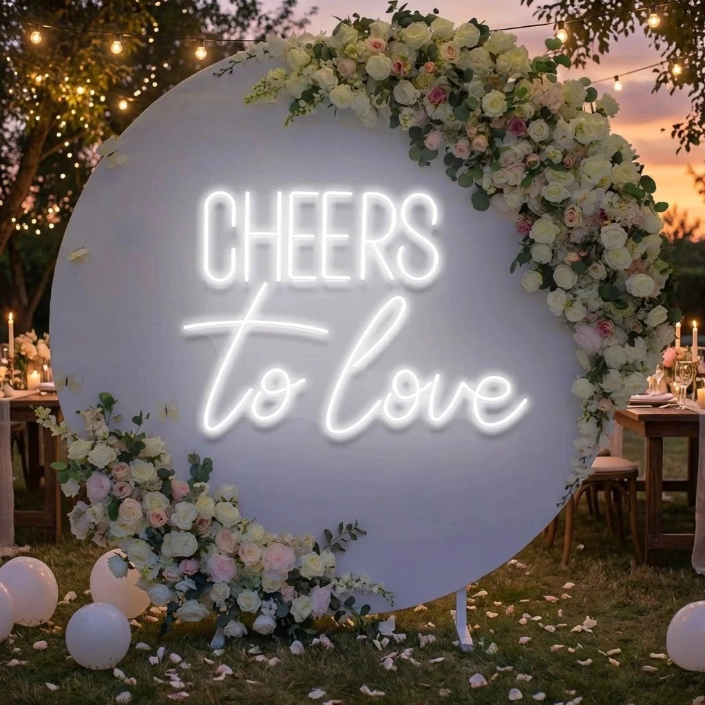 Cheers To Love Led Neon Sign Light, Wedding Neon Sign For Reception