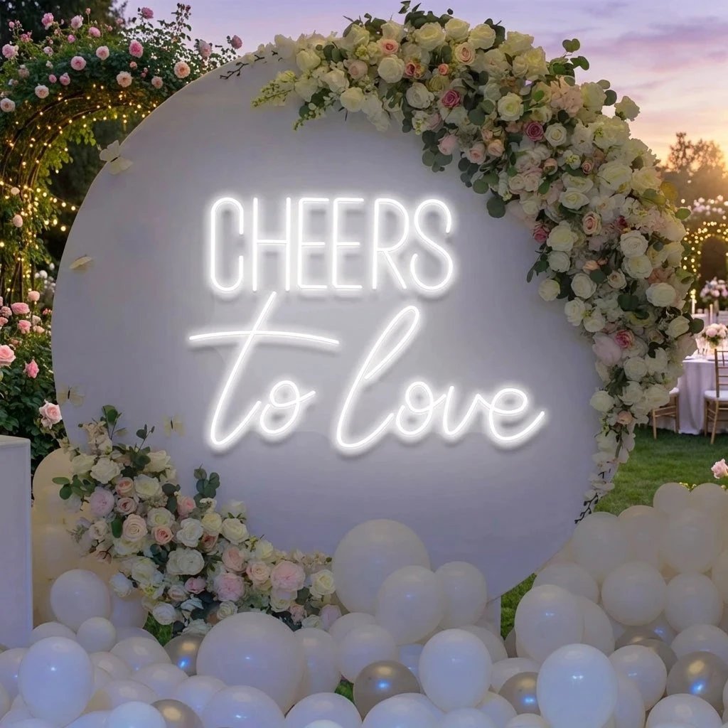 Cheers To Love Led Neon Sign Light, Wedding Neon Sign For Reception