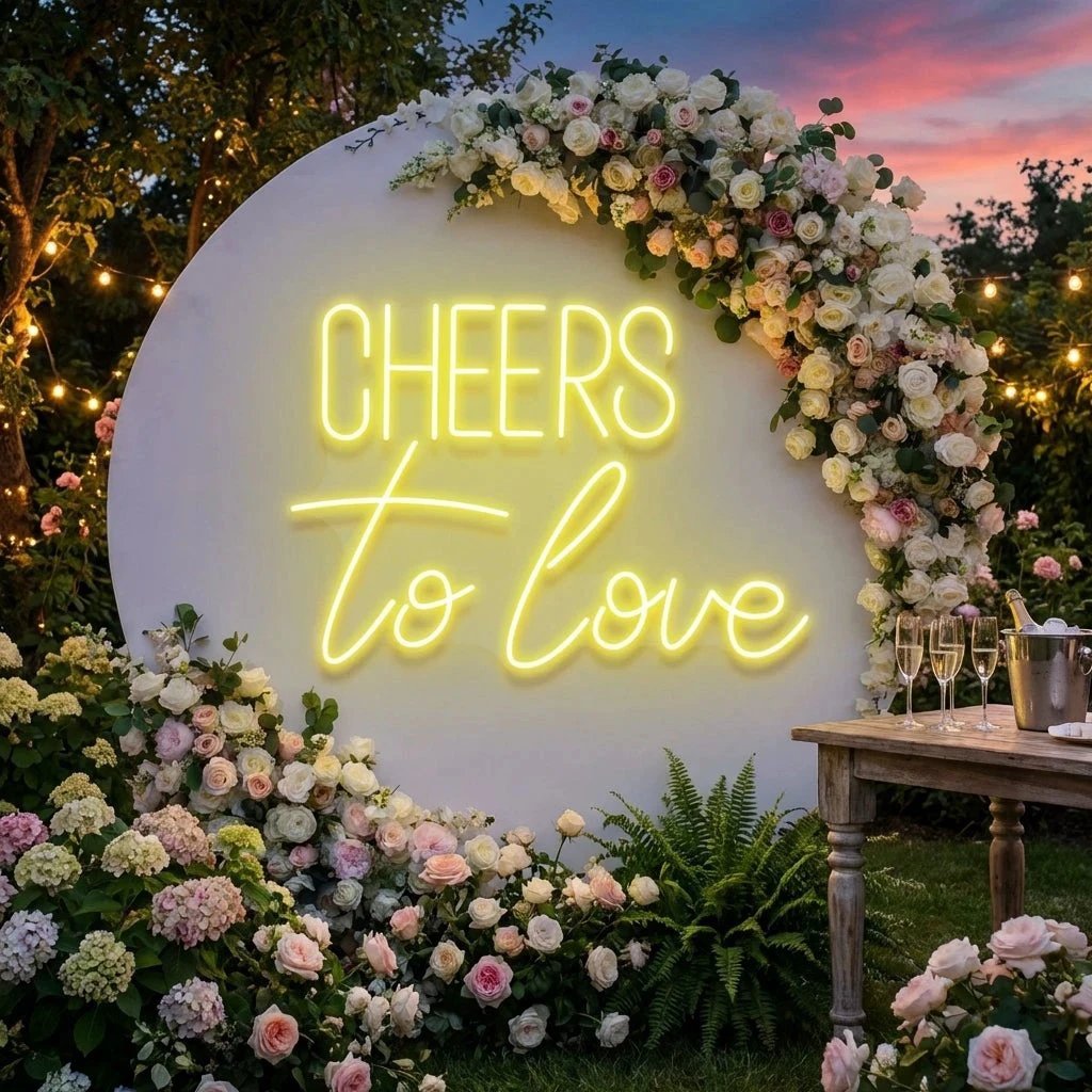 Cheers To Love Led Neon Sign Light, Wedding Neon Sign For Reception